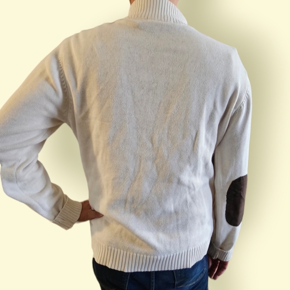 Ralph Lauren Chaps Pullover Sweater w Placket Front, Faux Suede Trim - Picture 3 of 7